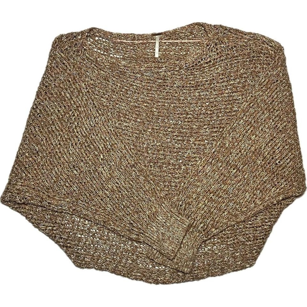 FREE PEOPLE Womens sz M Brown Knit Off Shoulder  Sweater - Picture 3 of 7
